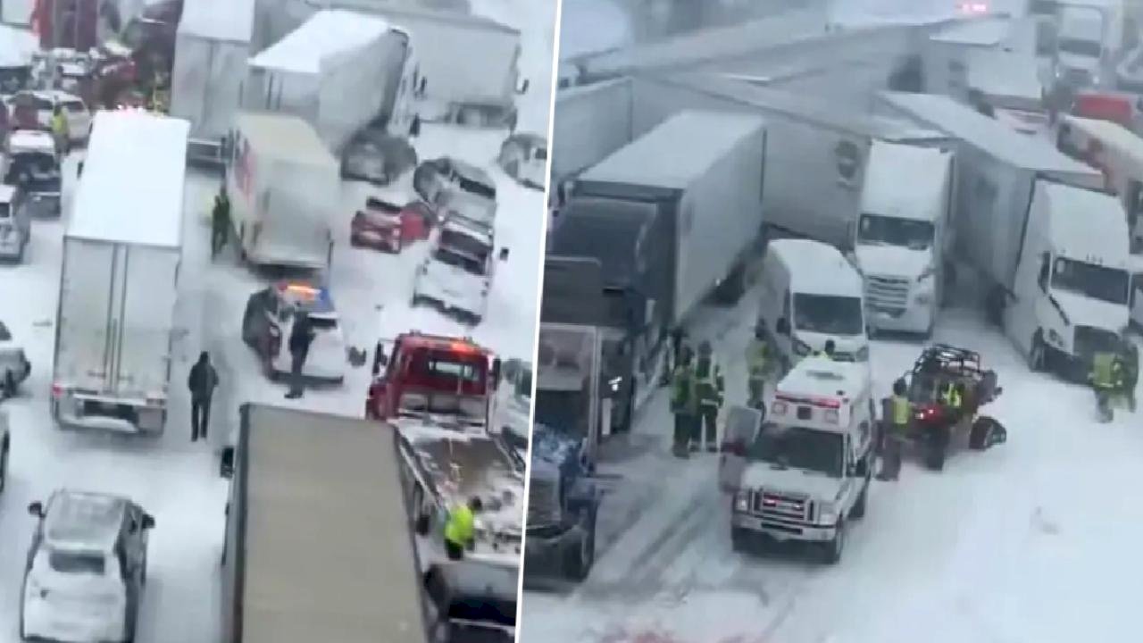 Otoyol savaş alanına döndü: 100'den fazla araç birbirine girdi