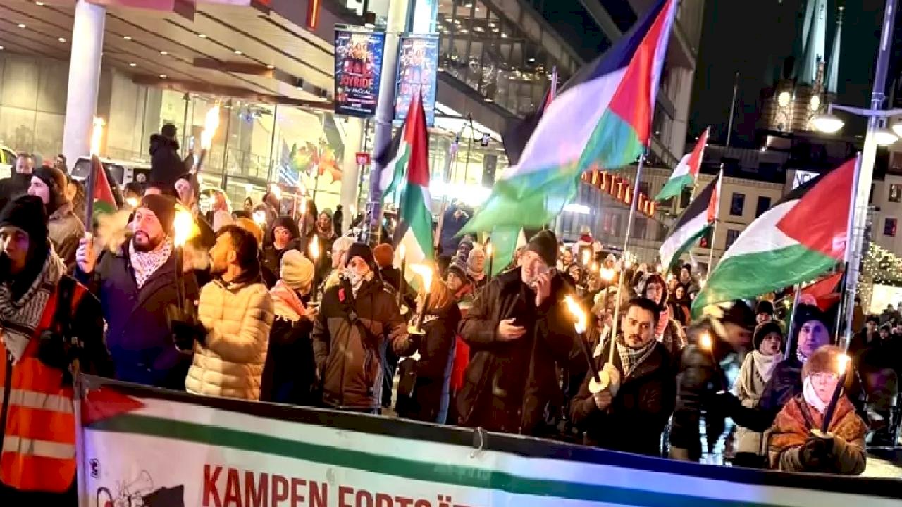 Stockholm'de Filistin'e Destek Gösterisi
