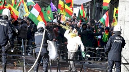 Brüksel'de YPG/SDG yandaşlarına sert müdahale