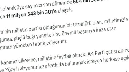 Cumhurbaşkanı Erdoğan: AK Parti üye sayısı 11 milyon 543 bin 301'e ulaştı