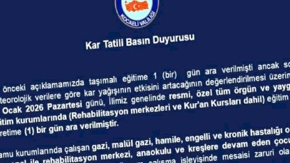 Kocaeli'de Okullar 1 Gün Tatil