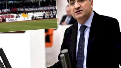 Maçta açılan pankart, Mersin Milletvekili Mehmet Emin Ekmen'i küplere bindirdi