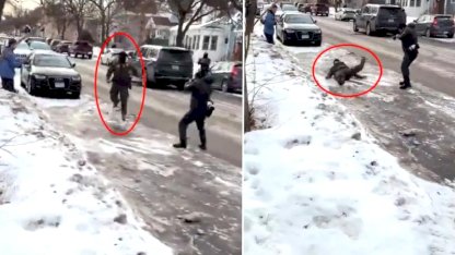 Polislerle böyle alay ettiler! Koşarken bir anda yere düştü