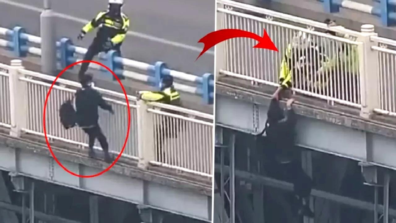 Köprüde can pazarı! Atlamak üzereyken polisler son anda ipten aldı