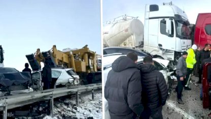 Erzurum'da zincirleme trafik kazası meydana geldi: 11 araç karıştı 20 kişi yaralandı