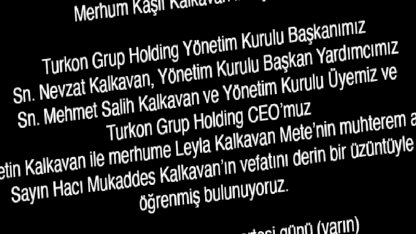 Turkon Holding'in Acı Günü