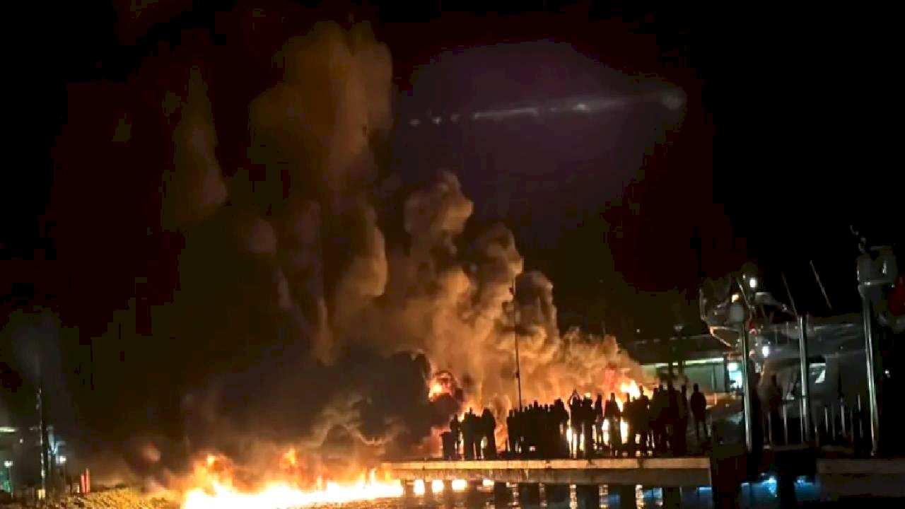 Bodrum'da Motoryat Yangını