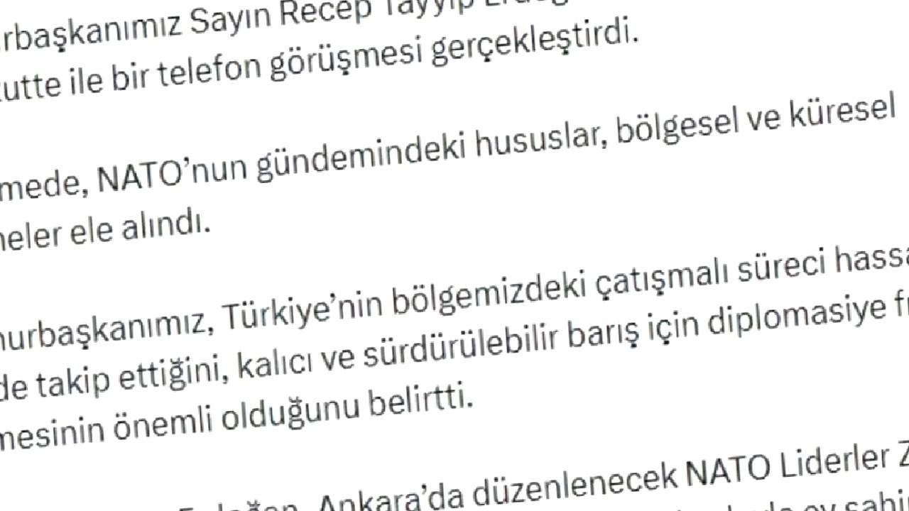 Cumhurbaşkanı Erdoğan, NATO Genel Sekreteri Mark Rutte ile Görüştü
