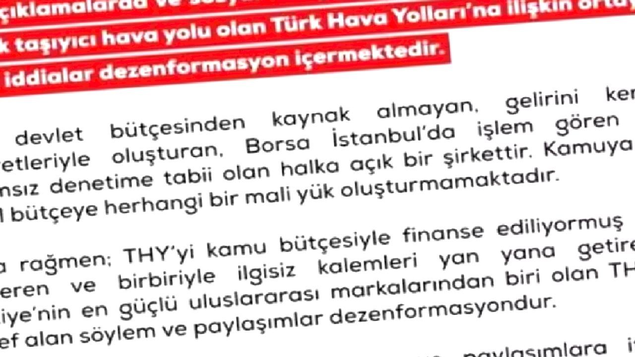 DMM'den THY Dezenformasyon Açıklaması
