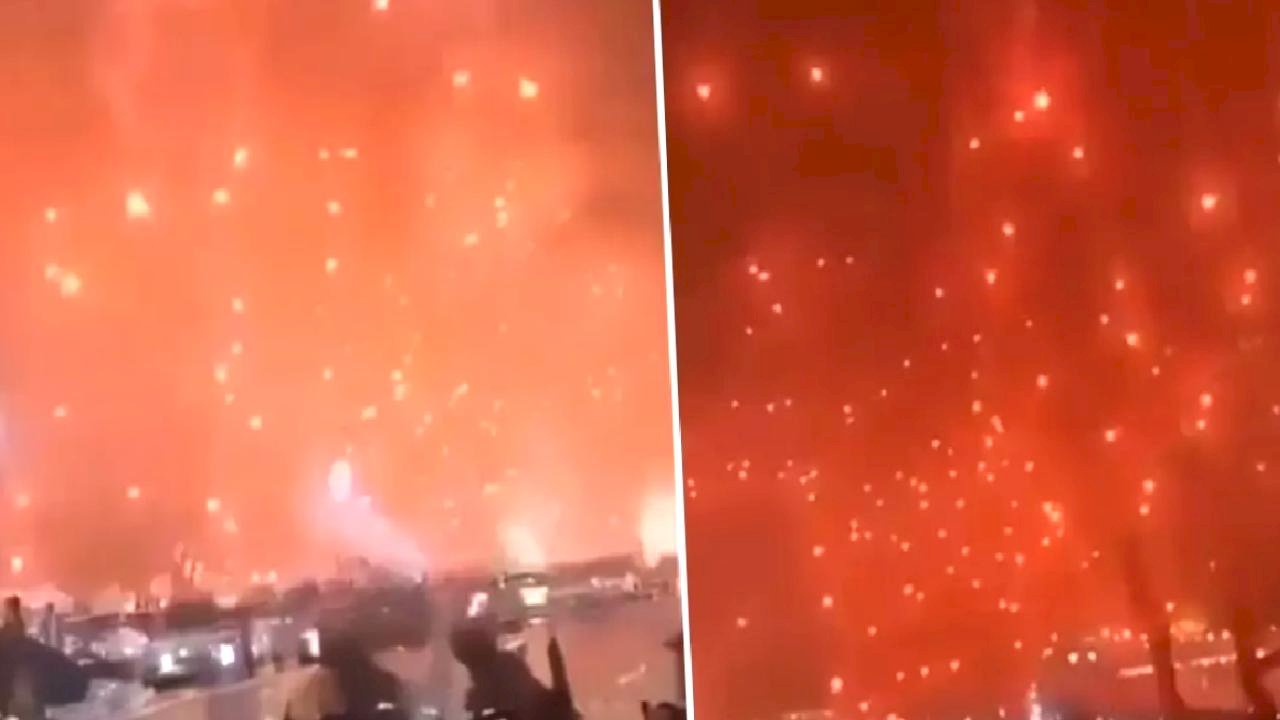 Görüntü bu gece yarısı Tel Aviv'de kaydedildi