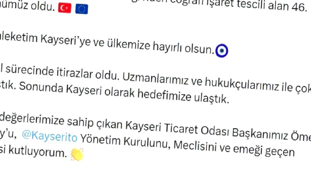 Kayseri Pastırması AB Tescili Aldı