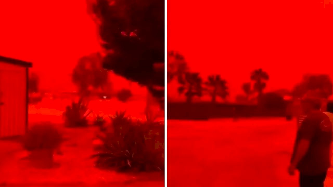 Kıyamet alameti gibi, Avustralya'da gökyüzü kan kırmızıya boyandı