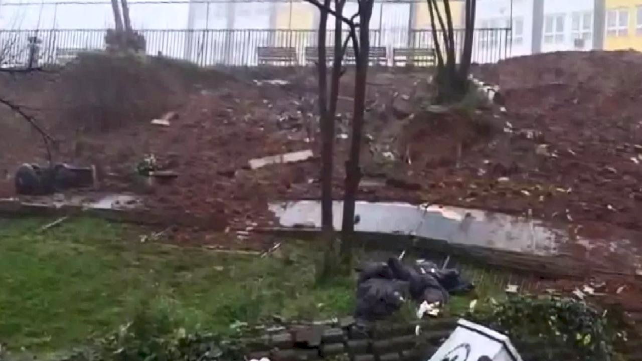 Maltepe'de Okul Duvarı Çöktü