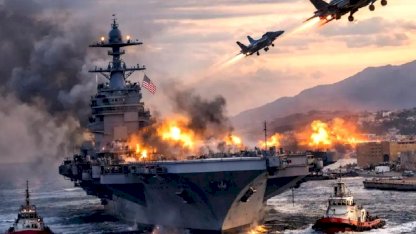 ABD'nin dev uçak gemisi yangın sonrası Girit'teki limana çekiliyor