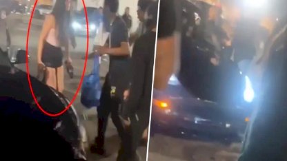 Alkolü fazla kaçıran genç kadın, araçla kalabalığın arasına daldı