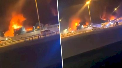 Bahreyn'deki ABD üssü alev alev yandı