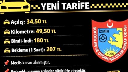İzmir'de taksilerin indi bindi ücreti 180 lira oldu