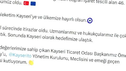 Kayseri Pastırması AB Tescili Aldı