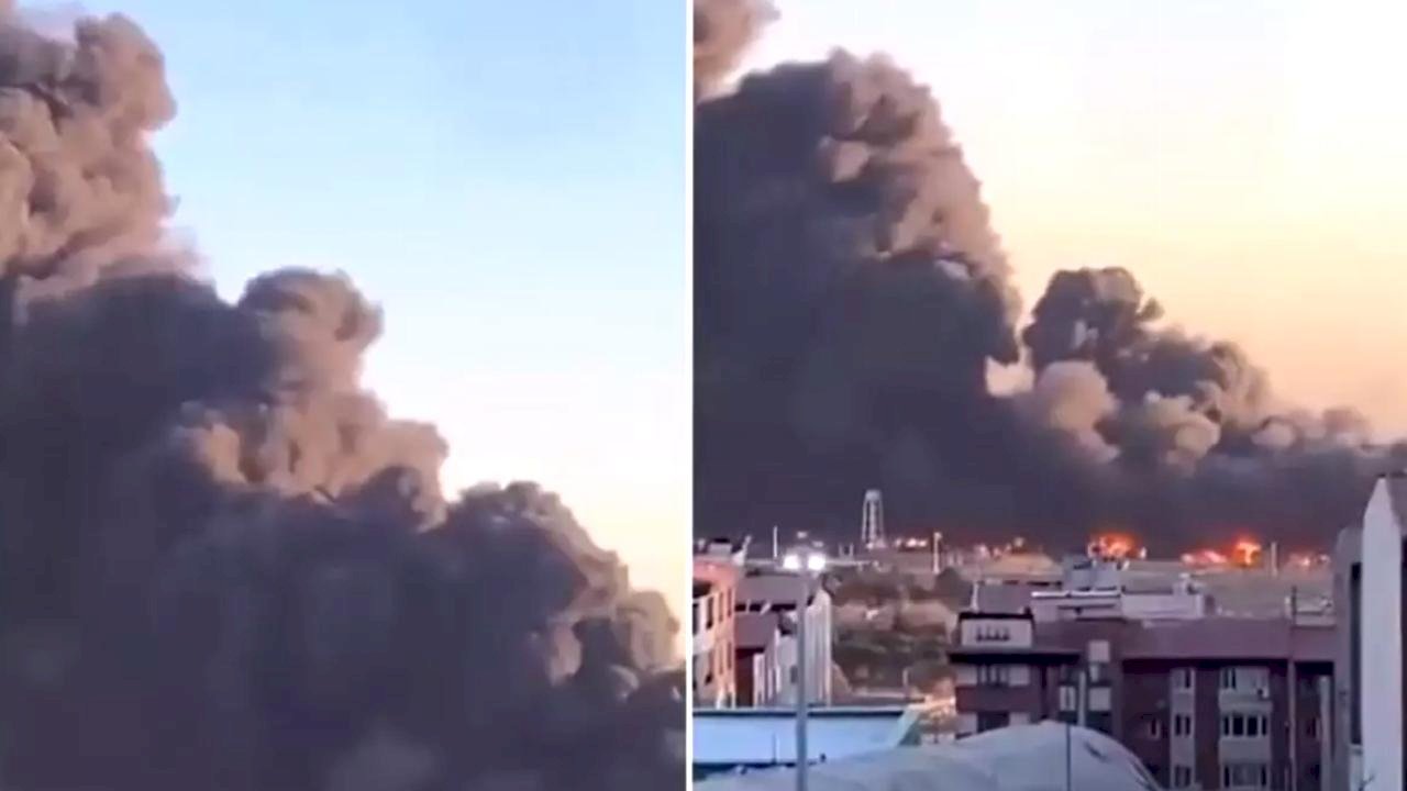 Tahran'ın batısında yangın, saldırı sonrası şehir duman altında