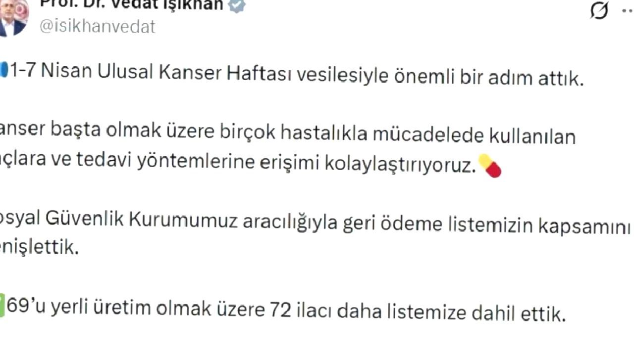 72 İlaç Geri Ödeme Listesine Alındı