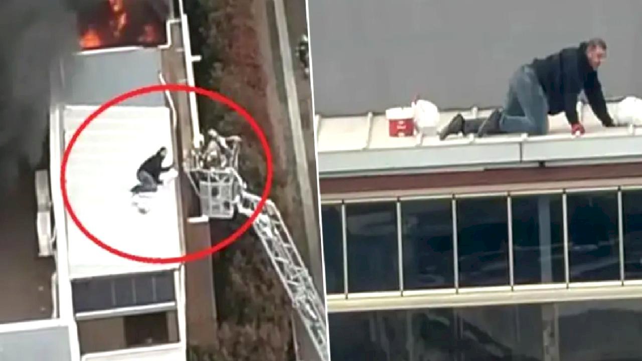 8 katlı apartmanın çatısında can pazarı! O anlar kamerada