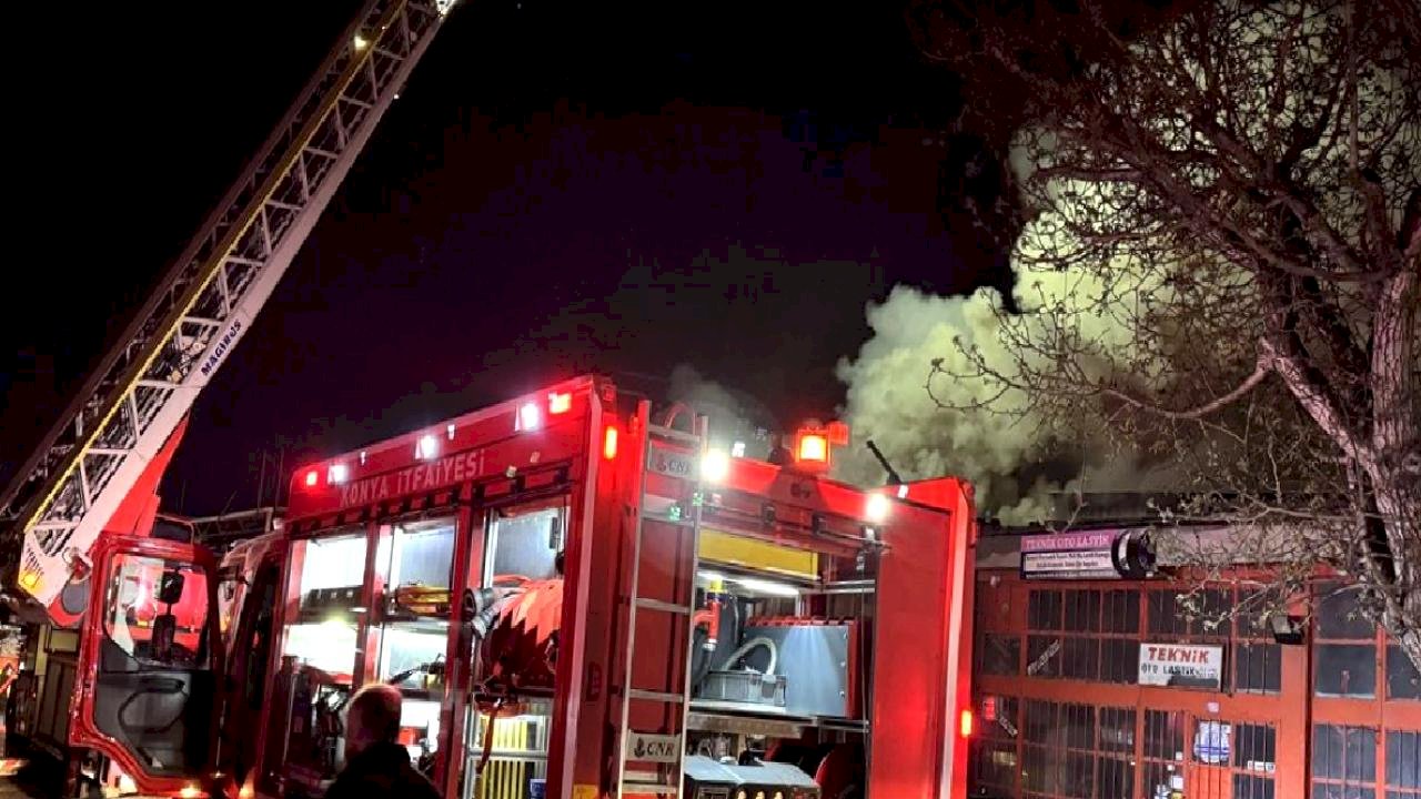 Konya’da Oto Lastikçi Yangını: 2 Yaralı