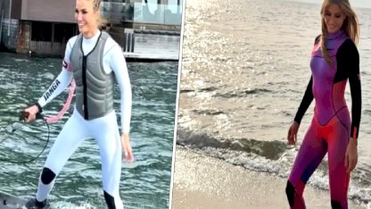 Çağla Şıkel'den cesaret isteyen spor! Suyun üzerinde adeta şov yaptı