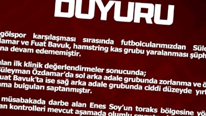 Elazığspor'da Sakatlık Açıklaması