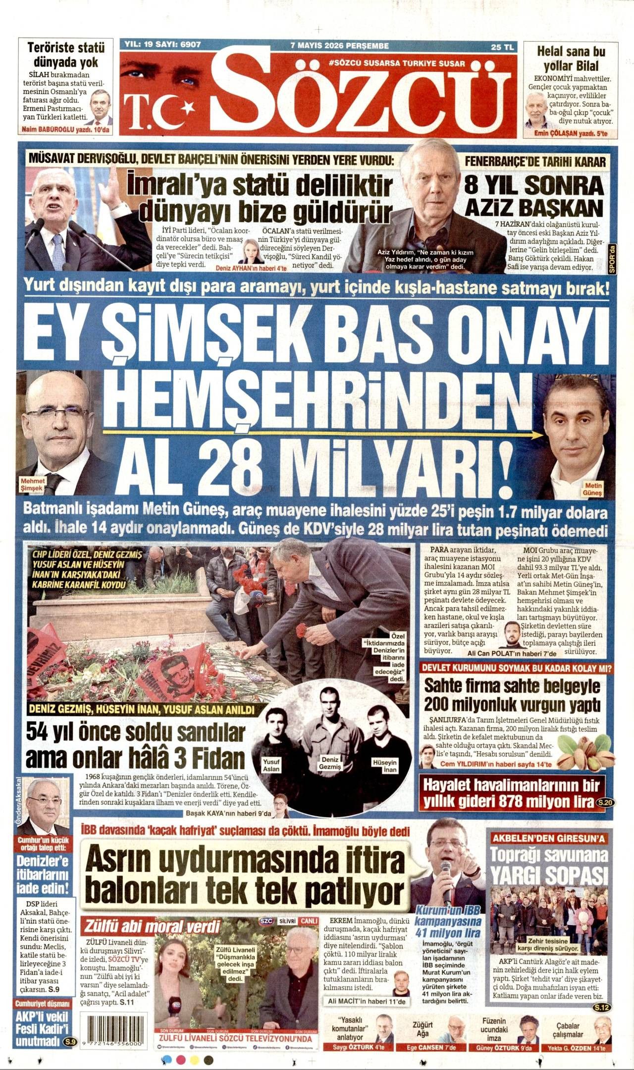 Sözcü Gazetesi Gazete Manşeti