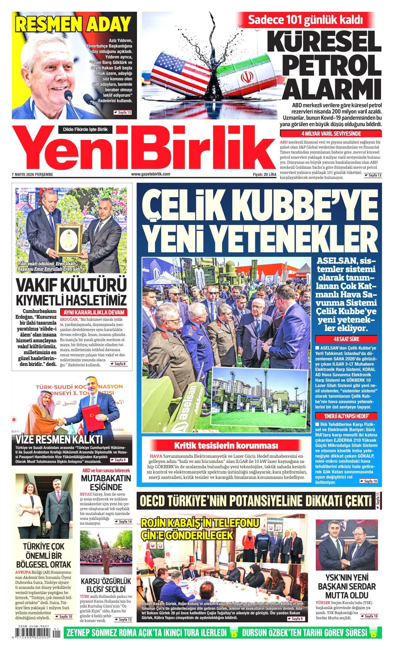Yeni Birlik Gazetesi Gazete Manşeti